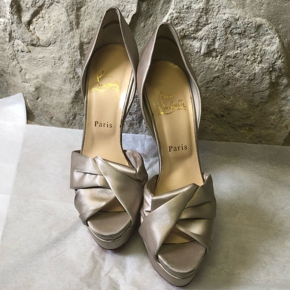 💯 Christian Louboutin Volpi 150 Satin Pearl - Picture 2 of 8